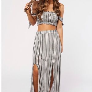2 Piece Striped Black and White Set